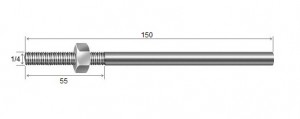 Haste Telha + Porca 1/4 x 150 R55 mm Galvanizado Fogo - 10 peas